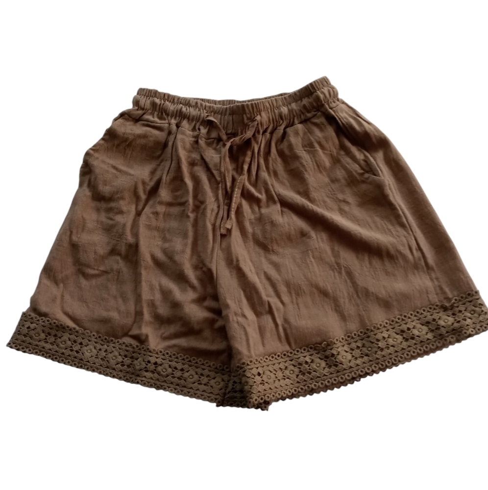 NWOT Linen Clothy Women's Dark Brown Thin Linen Shorts, Size European Large, S/M